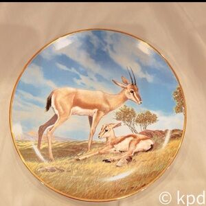 Vintage Fine China Collectible Plate 1990 “The Slender~Horned Gazelle”